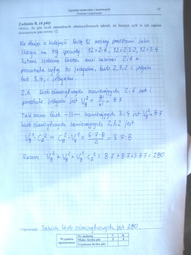 Matura z matematyki - poziom rozszerzony. Odpowiedzi