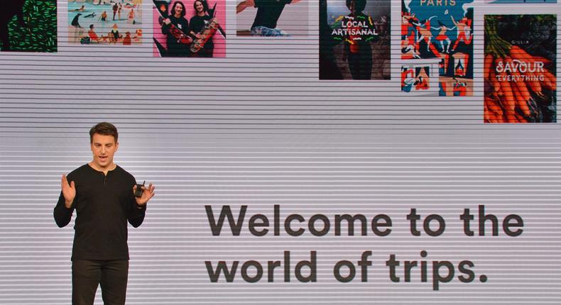 Airbnb CEO Brian Chesky speaks onstage during Introducing Trips Reveal at Airbnb Open LA on November 17, 2016 in Los Angeles, California.Charley Gallay/Getty Images