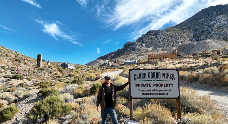 Brent Underwood bought the old mining town of Cerro Gordo in 2018.Brent Underwood