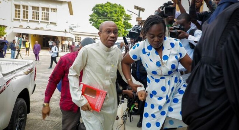 Suspended Governor of the Central Bank of Nigeria, Godwin Emefiele is finally in court for arraignment. [TheCable]