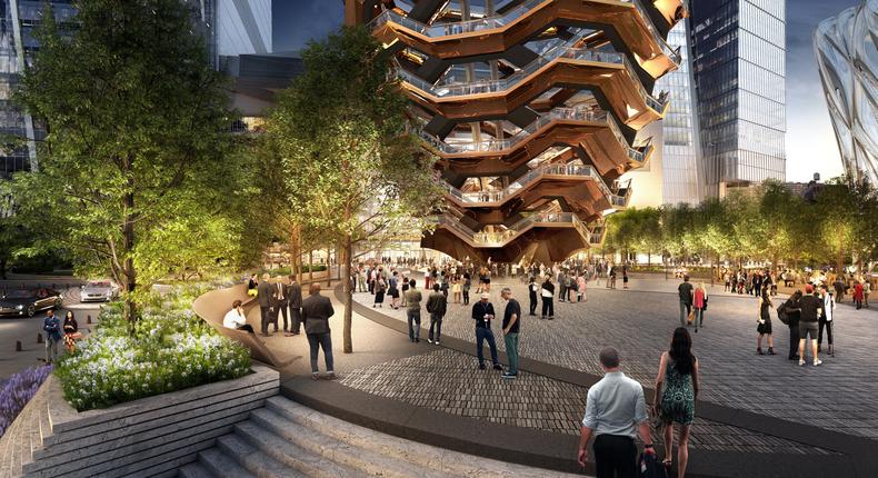 A rendering of Vessel, a public landmark coming to New York City.