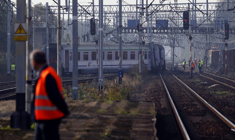 Wykolejone wagony pociągu EuroCity relacji Wiedeń-Warszawa