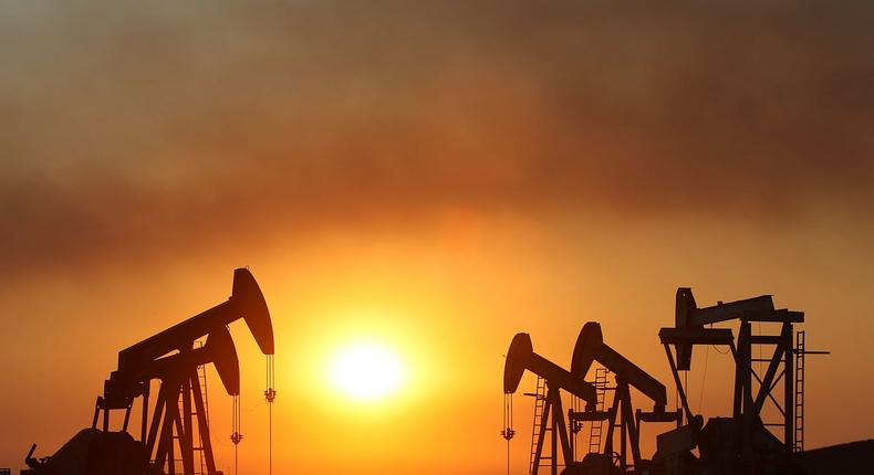 Oil wells at near Moorpark, California.