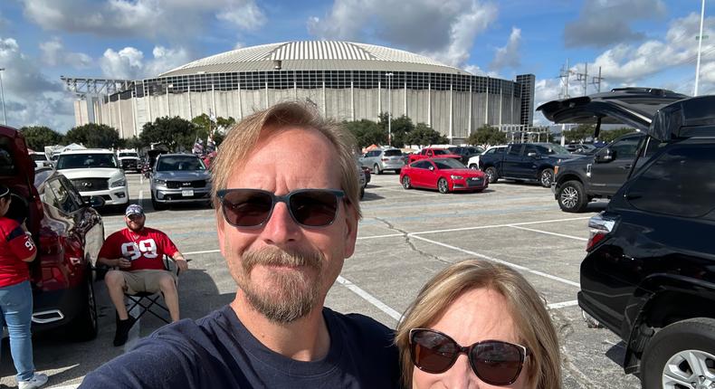 James McClure and his mom at a Houston Texans game.Courtesy of James McClure