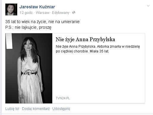 gwiazdy żegnają Annę Przybylską