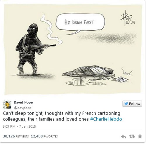 David Pope - rysunkowy komentarz po ataku na 'Charlie Hebdo'