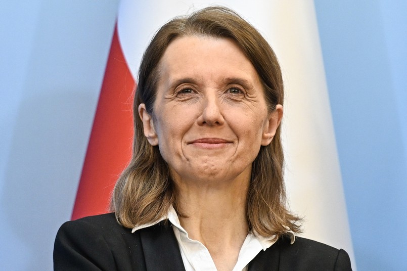 Warszawa, 10.05.2024. Desygnowana na minister kultury i dziedzictwa narodowego Hanna Wróblewska podczas konferencji prasowej dot. rekonstrukcji rządu, 10 bm. w siedzibie KPRM w Warszawie. (jm) PAP/Radek Pietruszka