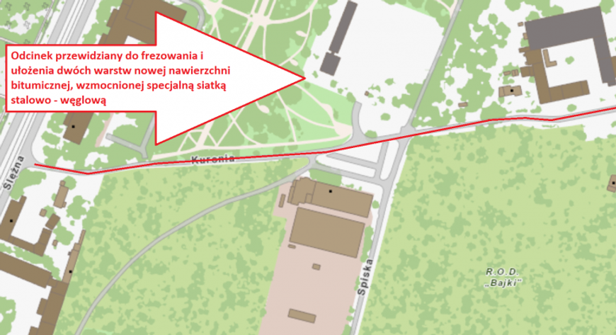 Zakres prac remontu nawierzchni ul. Kuronia obejmie 600 metrowy odcinek