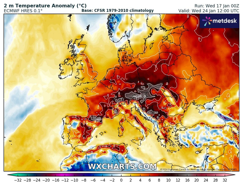 Temperatura gwałtownie poszybuje i w Polsce, ale również w okolicznych krajach, zacznie mocno przekraczać średnią
