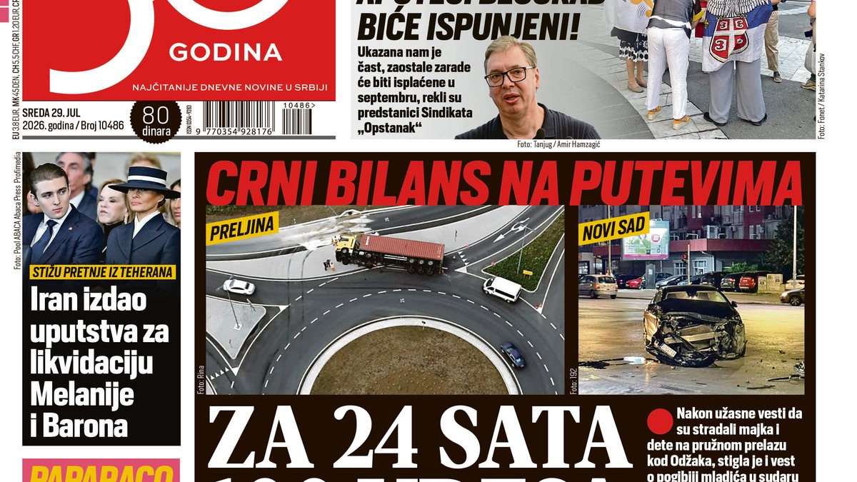 Blic naslovna strana za 29.7.