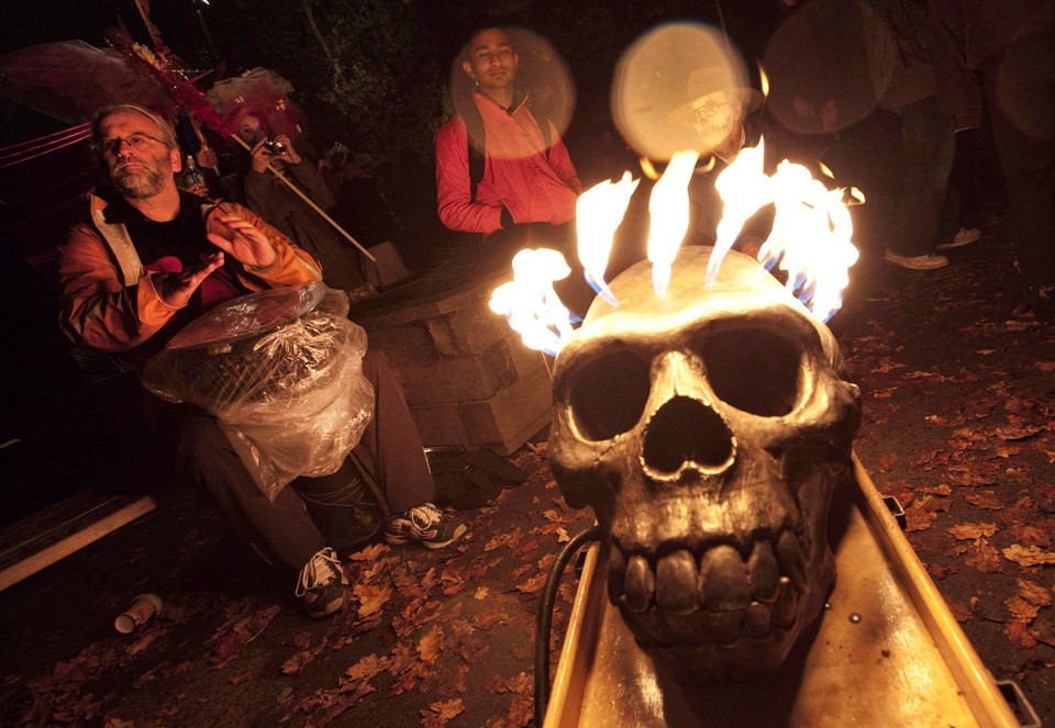 Halloween revelers take part in the annual Parade of Lost Souls in Vancouver