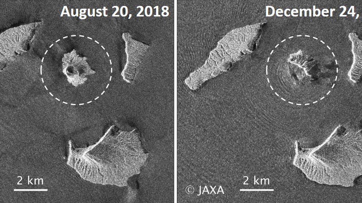 Wulkan Anak Krakatau w wyniku erupcji i zapadnięcia się krateru 22 grudnia zmniejszył swą objętość o 150-180 mln m sześć. Wynosi ona obecnie 40-70 mln m sześć. - twierdzą naukowcy z Indonezyjskiego Centrum Wulkanologii i Ograniczenia Skutków Katastrof Naturalnych.