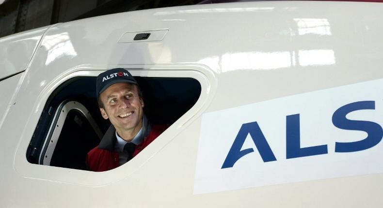 Emmanuel Macron visits the Alstom factory in Belfort, eastern France, last year