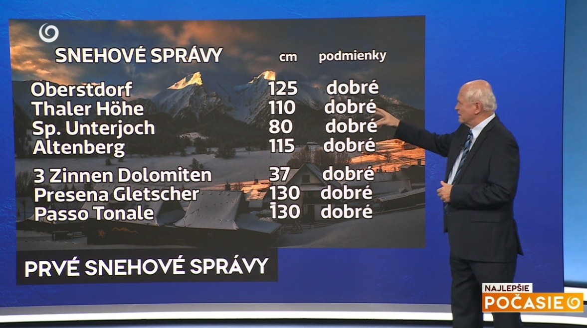 Snehové správy meteorológa Petra Jurčoviča v relácii Najlepšie počasie na TV Joj.