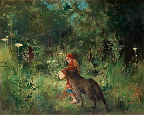 Czerwony Kapturek, obraz Carla Larssona, 1881 r. (domena publiczna)
