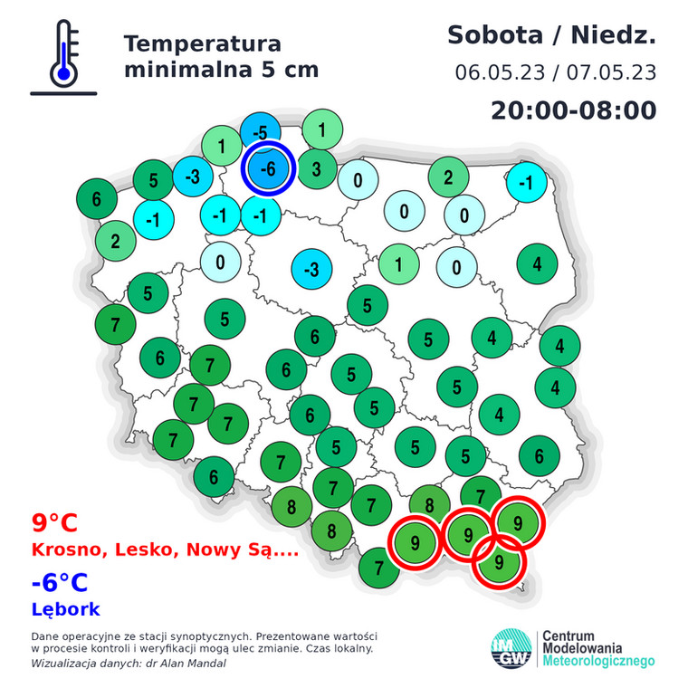 W Lęborku ubiegłej nocy temperatura przy gruncie spadła do -6 st. C