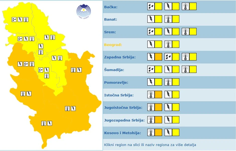 Meteoalarm za subotu