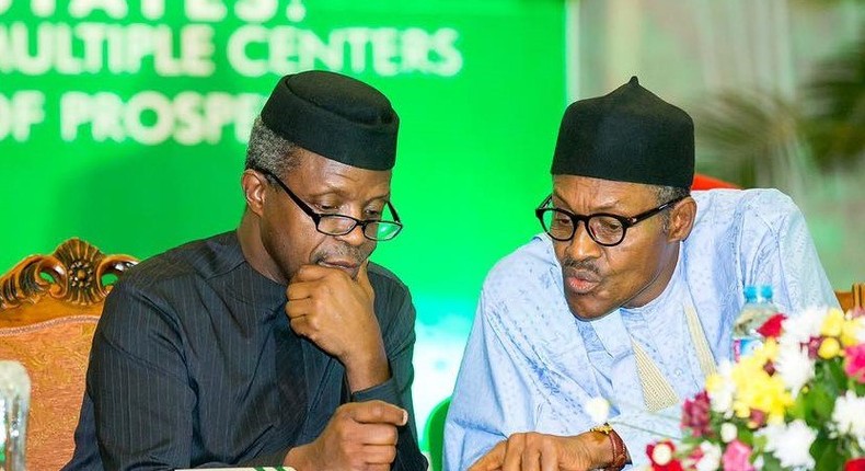 Vice President Yemi Osinbajo (left) says he remains committed to serving the Nigerian people under the leadership of President Muhammadu Buhari (right)