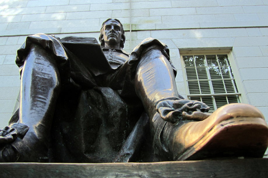 A statue in Harvard Square.