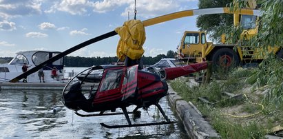 Dramatyczny wypadek w Mikołajkach. Śmigłowiec spadł do jeziora Tałty. Przerażające nagranie