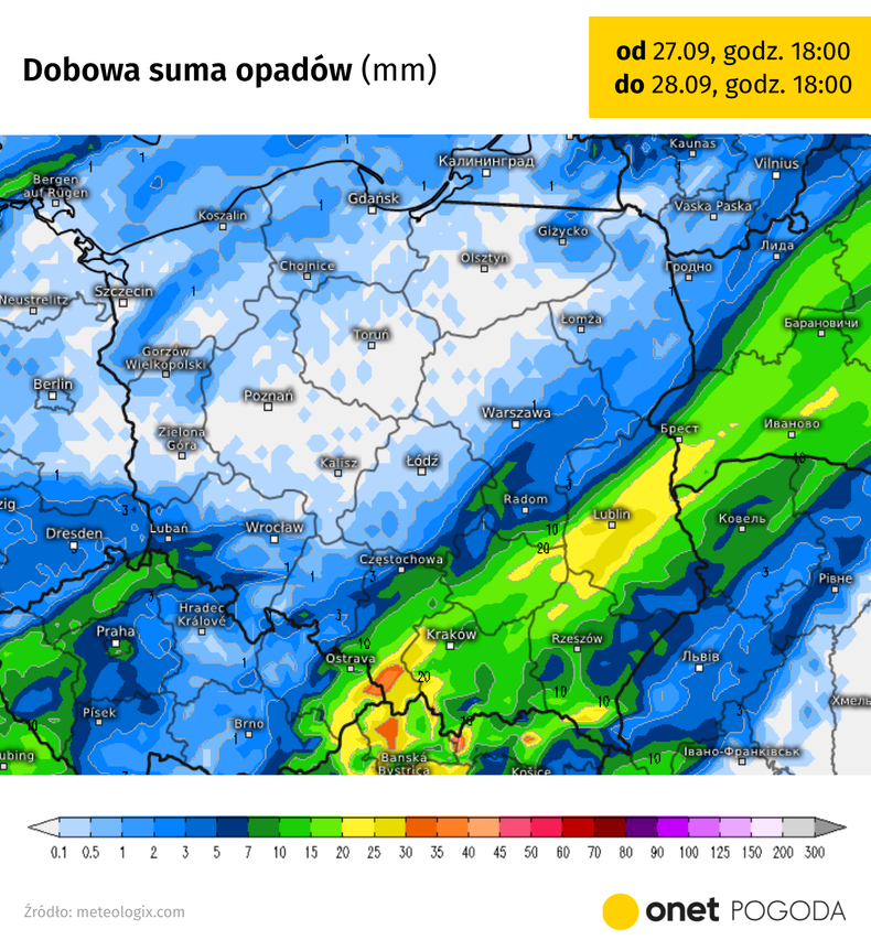 Początek weekendu na południowym wschodzie może przynieść nieco silniejsze opady deszczu