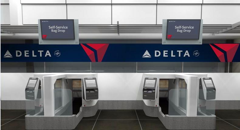 Delta facial recognition baggage drop.