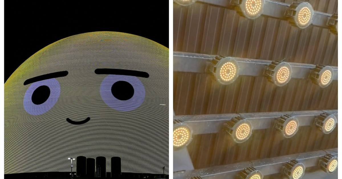 Check out how different the massive screen on the outside of the Sphere ...