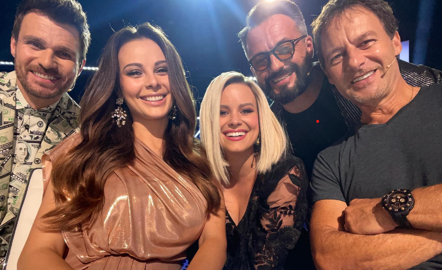 Česká herečka a bývalá porotkyňa zo SuperStar Patricie Pagáčová s Marešom, Bagárovou, Čekovským a Haberom.