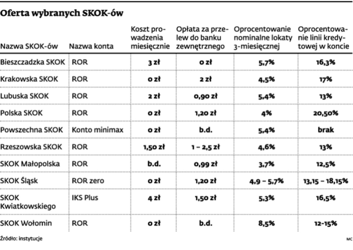 Oferta wybranych SKOK-ów