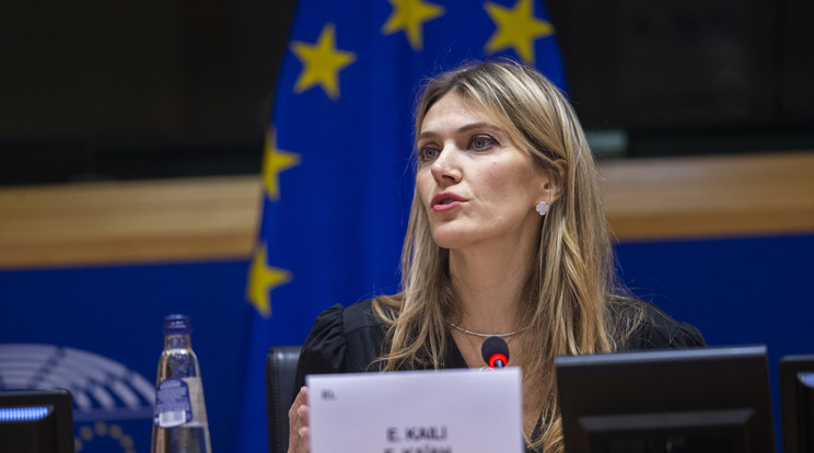 Eva Kaili görög szocialista képviselő, az Európai Parlament frissen kirúgott alelnöke, akit korrupció gyanújával vizsgálati fogságba helyeztek Belgiumban 2022. december 11-én / Fotó: MTI/AP/Európai Parlament