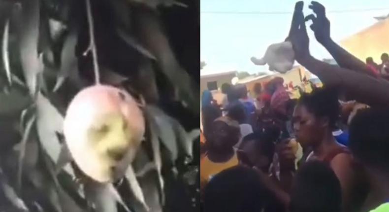 Curious residents jostle to catch a glimpse of mysterious mango with human face