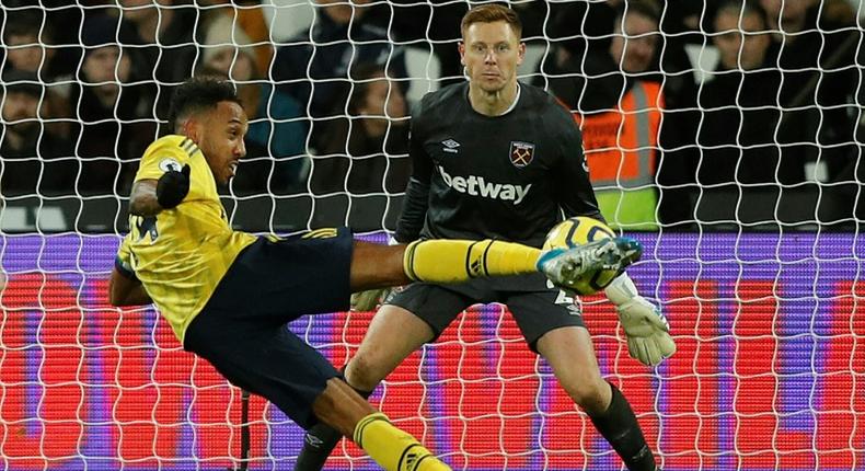 Pierre-Emerick Aubameyang scored his 13th goal of the season as Arsenal beat West Ham 3-1