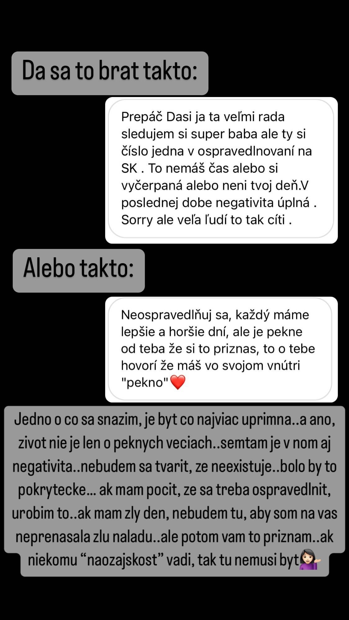 Aj takéto správy dostala. 