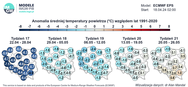 Do połowy maja temperatury mają się utrzymać poniżej średniej