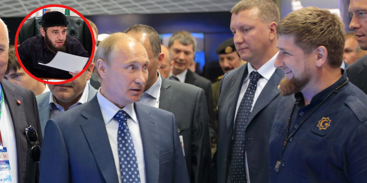 Jakub Zakriew (w kółku), Władimir Putin (środek) i Ramzan Kadyrow (z prawej) (Screen: Twitter/Gerashchenko_en)