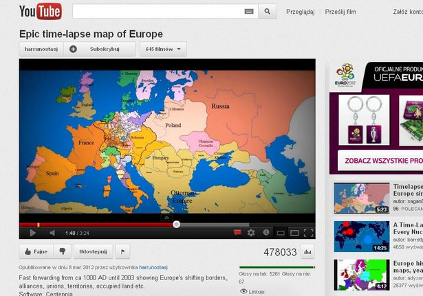 1000 lat historii Europy w 3,5 minuty. Wideo!