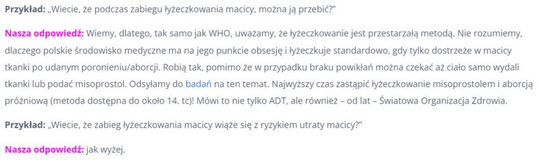       Screen ze strony Aborcyjnego Dream Teamu