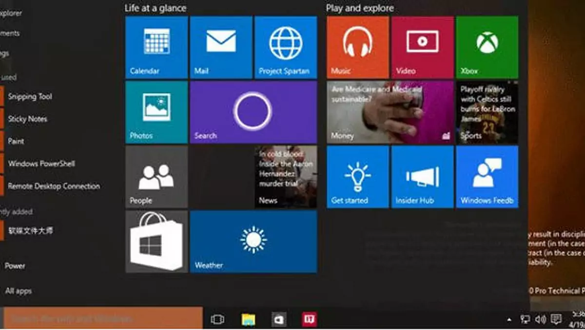 Windows 10 build 10064 na pierwszych zrzutach ekranowych