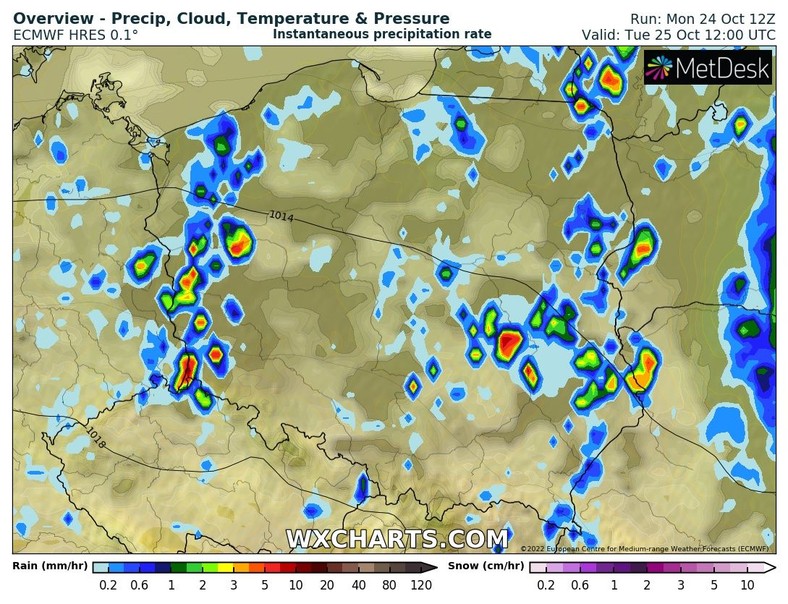 We wtorek niemal wszędzie może przelotnie padać i grzmieć