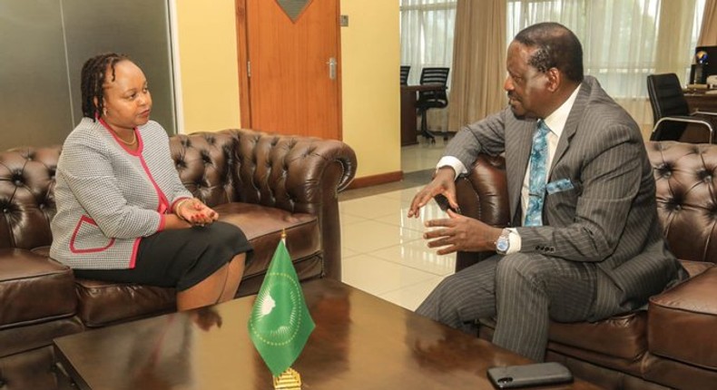 ODM leader Raila Odinga with Kirinyaga governor Anne Waiguru