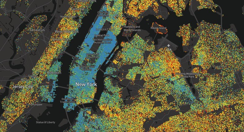 New York, by education levels.