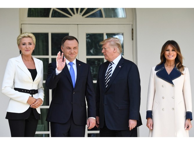 Agata Kornhauser-Duda i Andrzej Duda oraz  Donald i Melania Trumpowie
