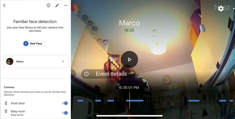 Urządzenia Nest potrafią zapamiętywać twarze i przyporządkowywać je po rozpoznaniu. W ten sposób, będąc w podróży, możemy wiedzieć, kiedy dzieci przychodzą ze szkoły