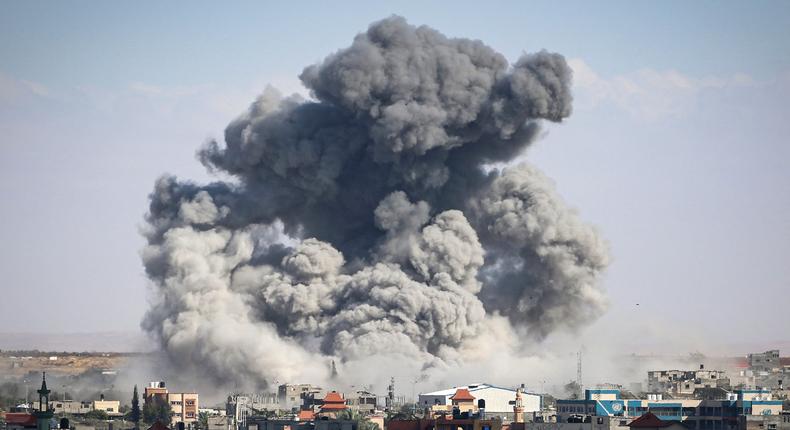 An explosion in Rafah from an Israeli bombardment on May 6.Getty Images