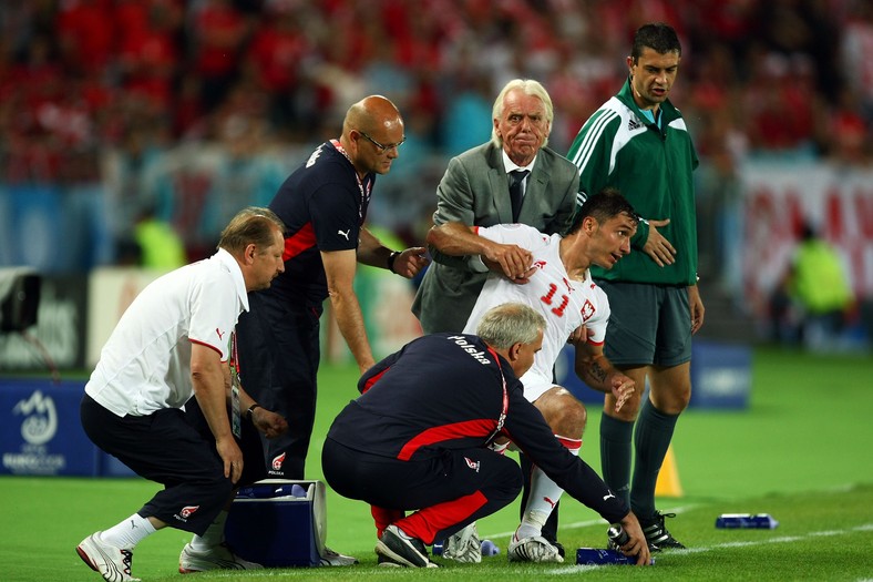 Marek Saganowski podczas meczu Austria - Polska (Euro 2008)