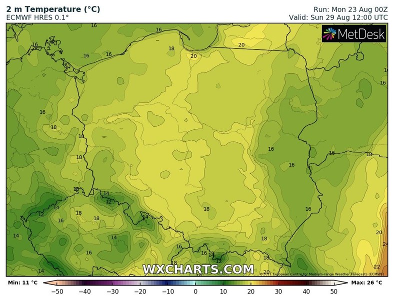 Temperatura raczej nie przekroczy 20 st. C