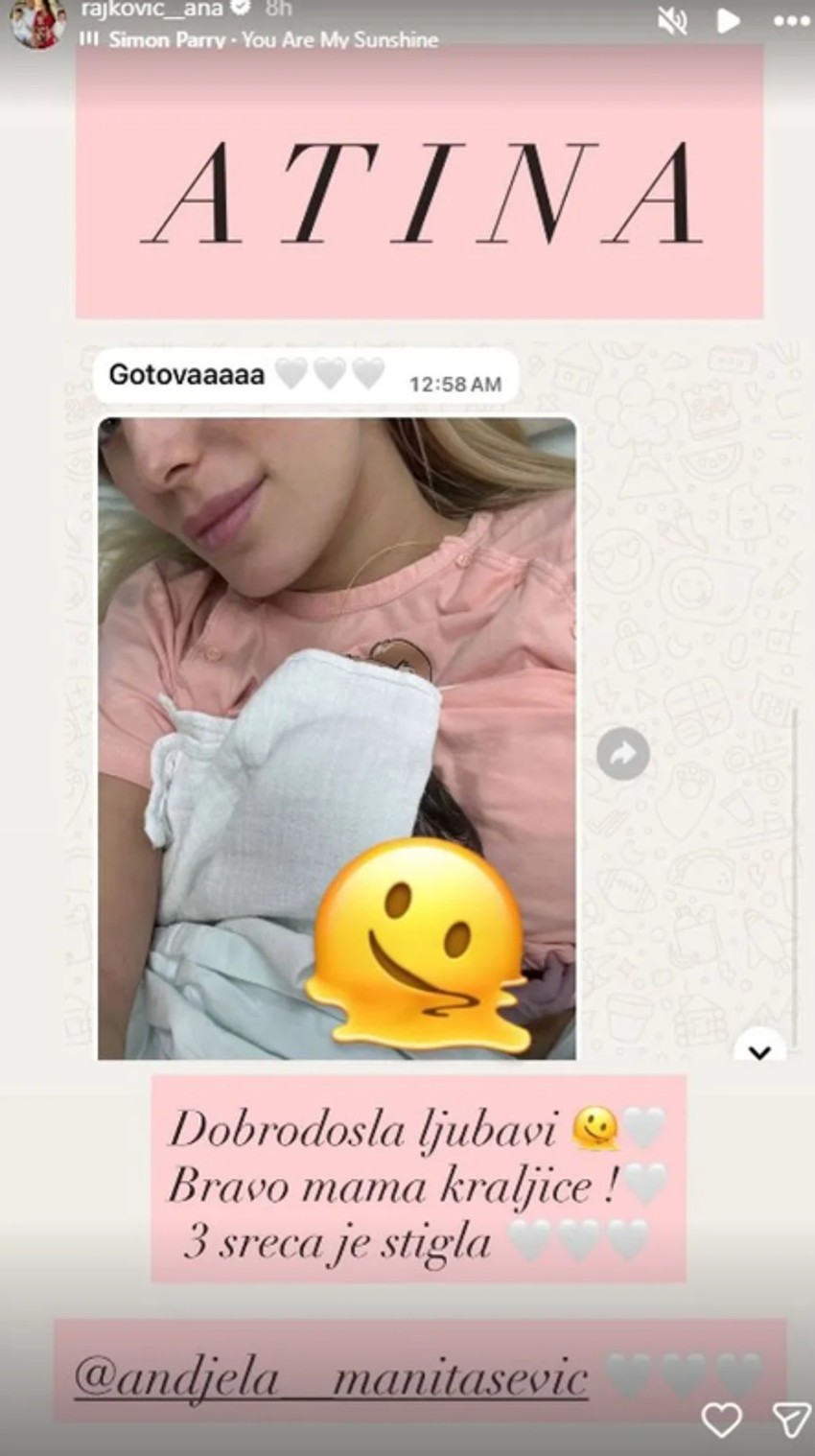 Anđela Manitašević se porodila