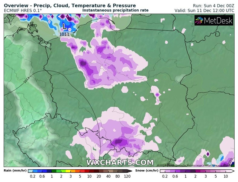 W weekend też będzie padać, ale coraz częściej sam śnieg