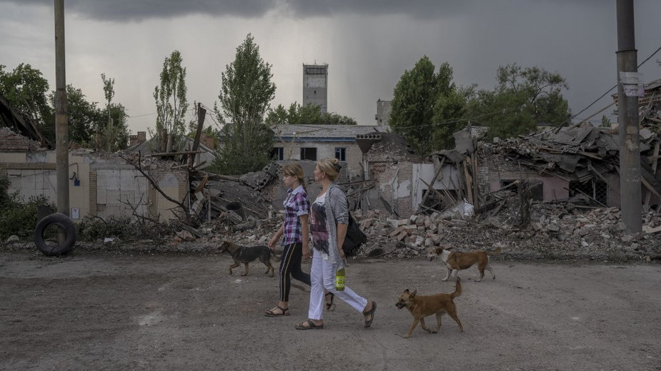 Torećk, 5 sierpnia 2022 r. Zniszczone budynki po rosyjskich atakach