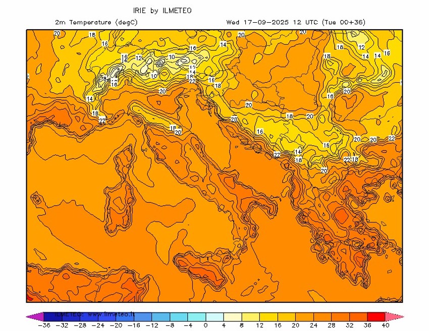 Mapa temperature vazduha za sredu